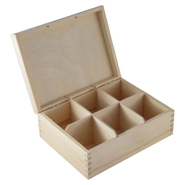 Dřevěná krabička na čaj šestikomorová